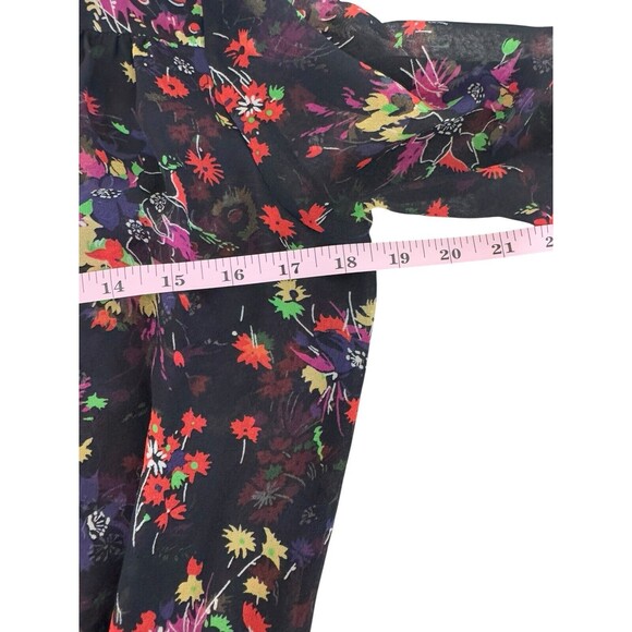 VERONICA BEARD Dark Victorian Floral Ruched Smocked Silk Mini Dress Size 0 - Picture 5 of 8